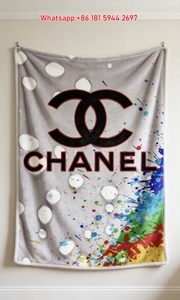 Chanel Luxury Flannel Sofa Throw Blanket with Art Portrait Print Wall Hanging IMG_7288